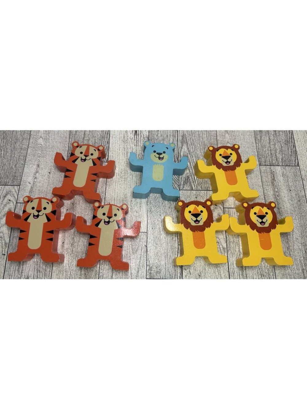 Wooden Stacking Toy Animals Lions Tigers & Bear lot 7 Incomplete Schylling